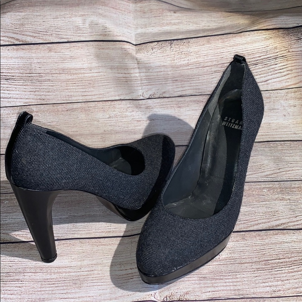 Stuart Weizmann Wool Platform Pumps 7 1/2 Bx4 - image 2